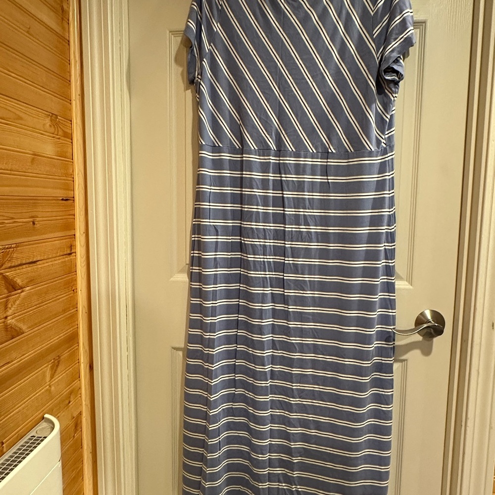 J. Jill Light Blue and Cream Striped Dress
